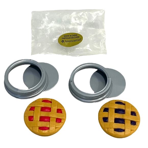 NEW American Girl PIES + JAM TIN LIDS Blueberry Cherry 6PC Food Accessory Set - Picture 1 of 8